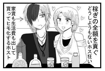 稼ぎの全額を貢ぐどうしようもないホス狂い　家賃も生活費も出して貰ってヒモ化するホスト