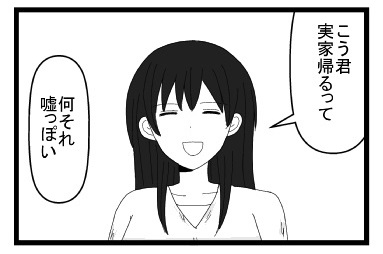 「こう君実家帰るって」「何それ　嘘っぽい」