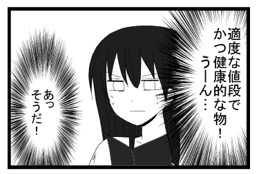 適度な値段でかつ健康的な物で！うーん・・・あっ！そうだ！