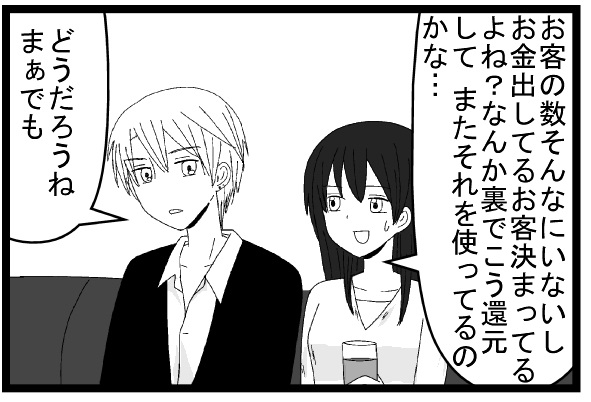 お客の数そんなにいないしお金出してるお客決まってるよね　なんかこう裏で還元してまたそれを使ってるのかな？どうだろうね　まぁでも