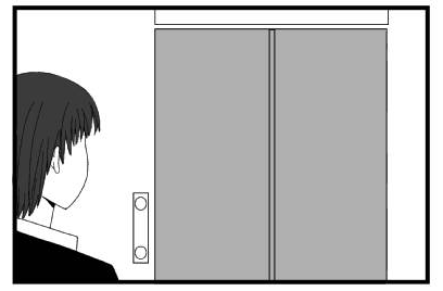 エレベーターを見送る