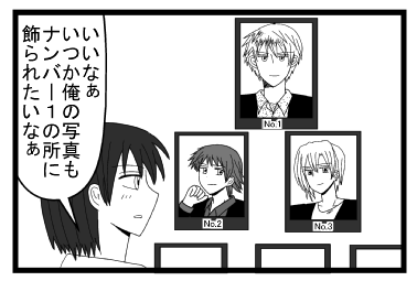 「いいなぁ　いつか俺の写真もナンバー１のところに飾られたいなぁ　まだ写真すら撮ってないけど」